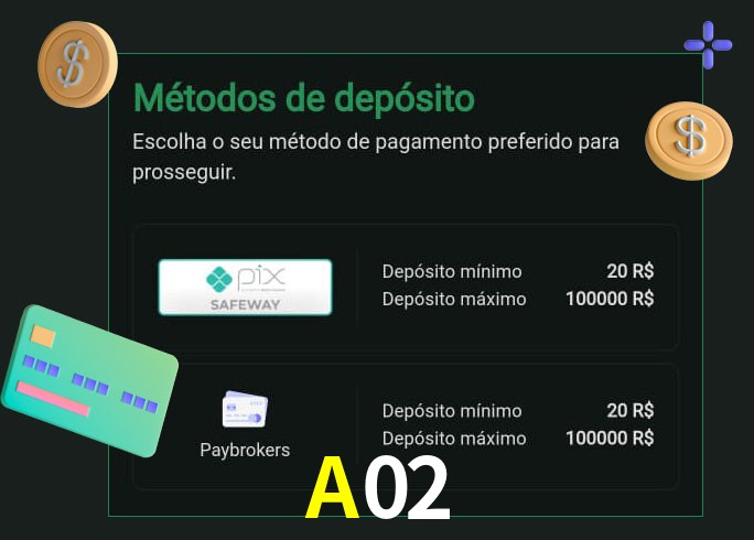 O cassino A02 oferece uma grande variedade de métodos de pagamento